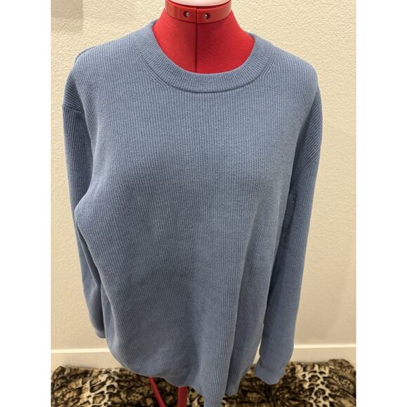 Blue Knit Sweater Relaxed Fit Pullover Long Sleeve Cozy Casual Top - Picture 1 of 6